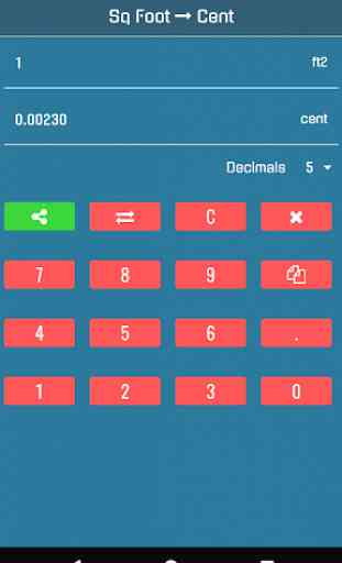 Square Feet to Cent Converter 2