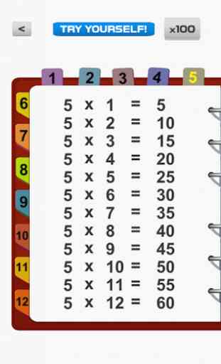 Table de multiplication à 100 - tables de maths. 2