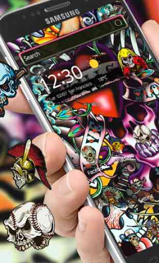 Rock Skull Graffiti Theme & Lock Screen & Call 1