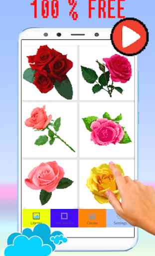 Roses Coloring By Number Pixel Art 1