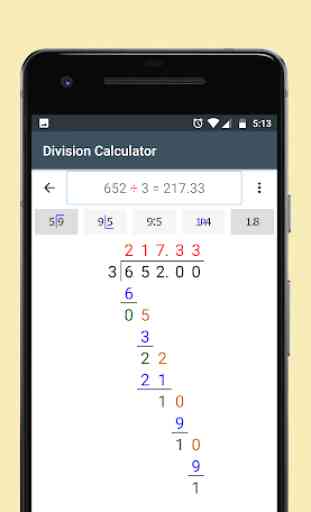 Calculatrice de division avec restes ou décimales 3