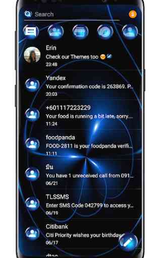 SMS thème sphère bleu  2