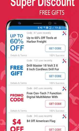 Coupon pour Harbor Freight Tools - Code promo 102% 2