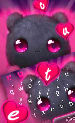 Nouveau thème de clavier Cute Fluffy Black Cat 2