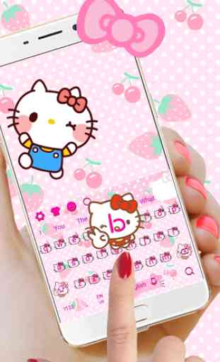 Pink Cute Kitty Bowknot Cartoon keyboard Theme 1