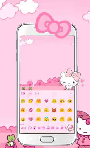 Pink Cute Kitty Bowknot Cartoon keyboard Theme 3