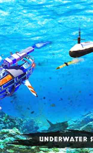 US Police Robot Shark Submarine Transform 1