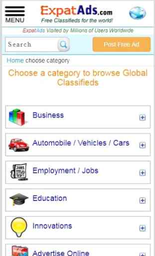 Free International Classifieds Ad App ExpatAds.com 2