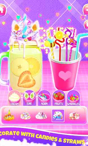 Rainbow Unicorn Milkshake: Cooking Games for Girls 3