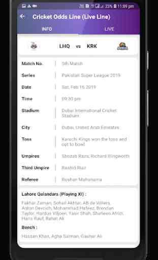 Cricket Odds Line (Live Line) 4
