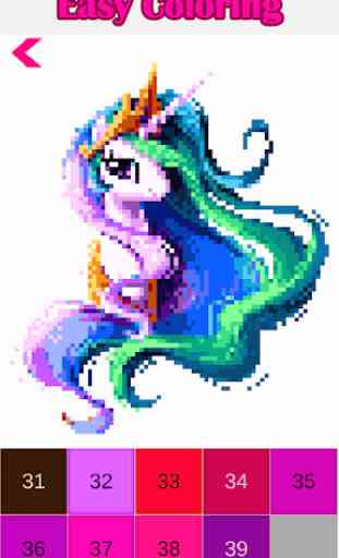 Unicorn Pony Color By Number - Unicorn Pixel Art 2