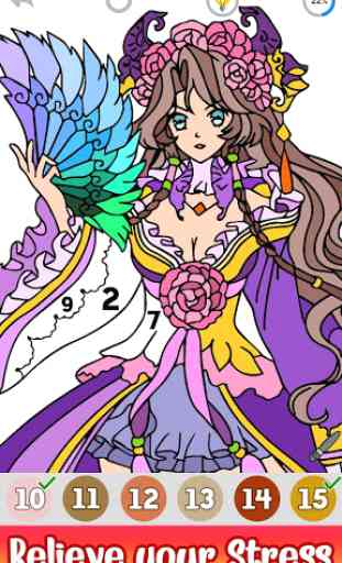 Anime Princess Color by Number: Glitter Paint Book 3
