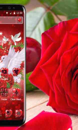 Thème Red Rose Pigeon Coeur 2