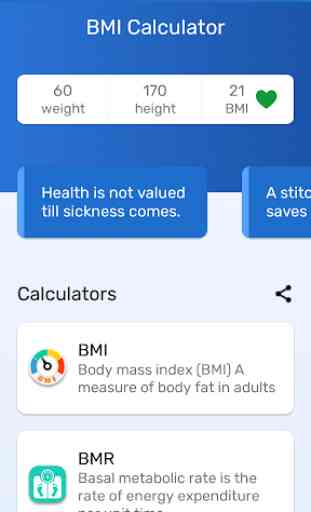 BMI Calculator & Ideal Weight - Calorie Calculator 1