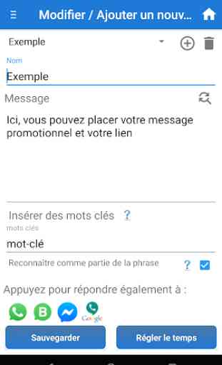 Réponse auto SMS Marketing commercial SMS  / Texte 1