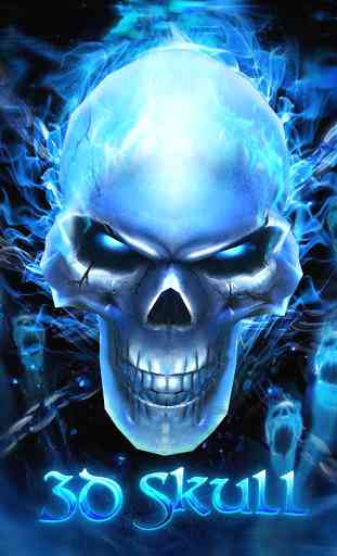 Thème de crâne flamboyant bleu 3D 2