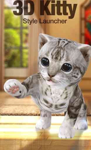 3D Cute Kitty Cat Live Wallpaper & Launcher 1