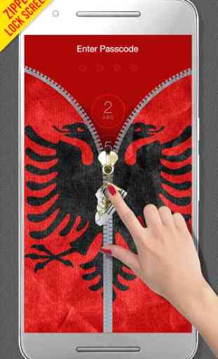 Albania Flag Zipper LockScreen 1