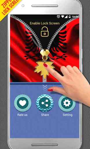 Albania Flag Zipper LockScreen 3