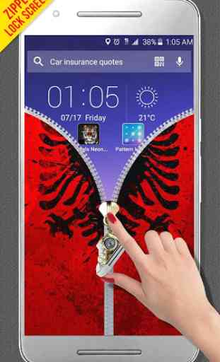 Albania Flag Zipper LockScreen 4