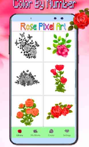 Roses Flowers Coloring - Color By Number_PixelArt 1