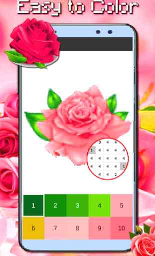 Roses Flowers Coloring - Color By Number_PixelArt 3