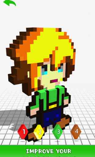 Anime 3D Color by Number:Voxel Coloring, Pixel Art 2