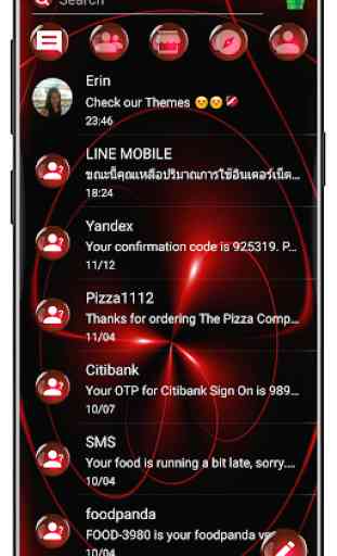 SMS thème sphère rouge  2