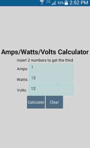 Amps/Watts/Volt Calculator 1