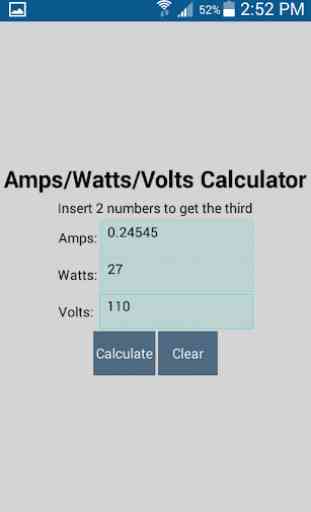 Amps/Watts/Volt Calculator 3