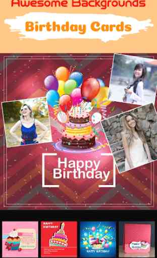 Birthday Greeting Cards Maker: photo frames, cakes 1