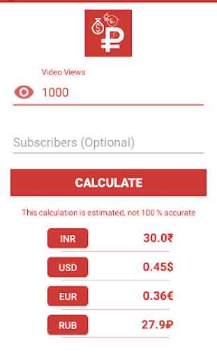 Calculator for Youtube Earning 2