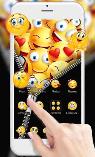 Smiley Emoji Zipper Themes HD Wallpapers 3D icons 1