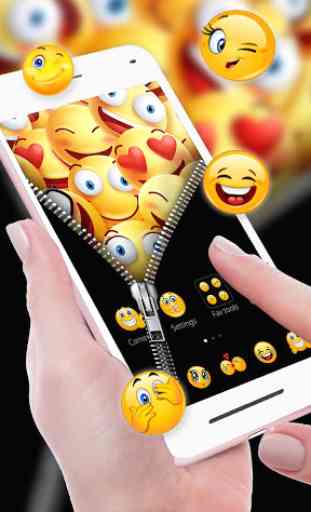 Smiley Emoji Zipper Themes HD Wallpapers 3D icons 2
