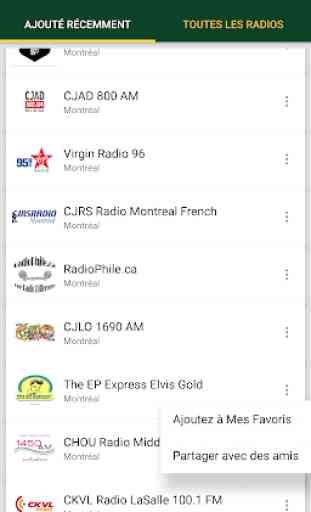 Stations de Radio Montréal - Canada 1