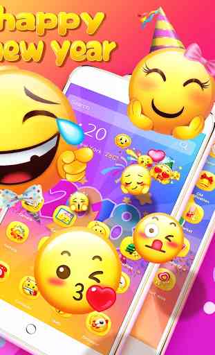 Thème 3D Emoji-Bonne année 2