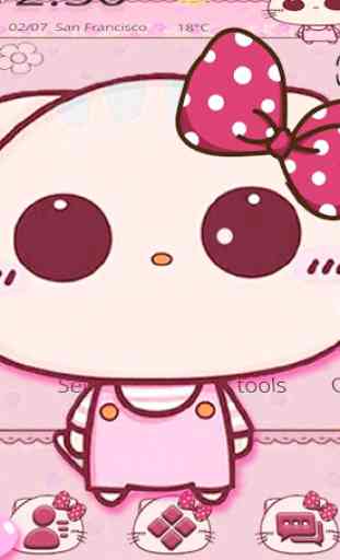 Pink Cute Kitty Bowknot Theme 1