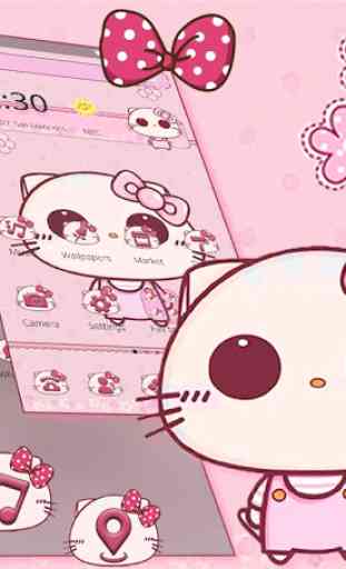 Pink Cute Kitty Bowknot Theme 4