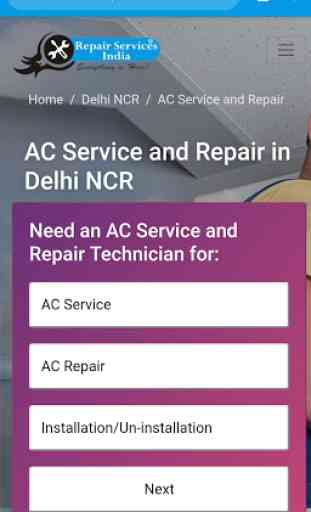 Repair Services India Partner App 2