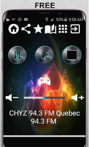 CHYZ 94.3 FM Quebec 94.3 FM CA App Radio Free List 1