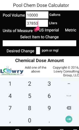 Pool Chem Dose Calculator 2