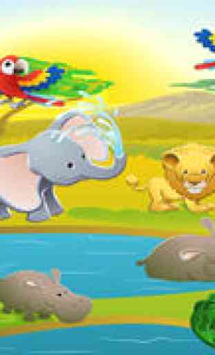 Jeu éducatif sur les animaux du safari pour les enfants de 2-5 ans: Jeux et casse-tête pour l'école préparatoire, maternelle ou primaire avec lion, éléphant, crocodile, hippopotame, singe, tigre et perroquet 3
