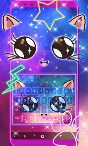Galaxy Kawaii Kitty Keyboard Theme 1