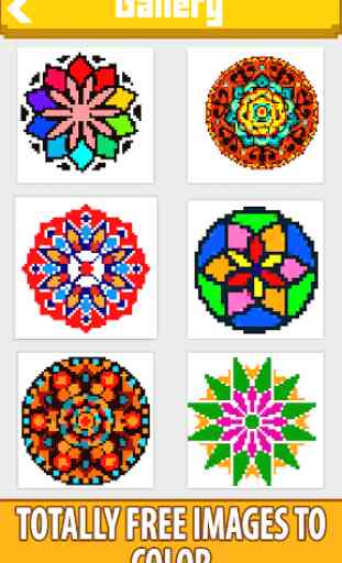 Mandala Flowers Color by Number-Pixel Art Coloring 1