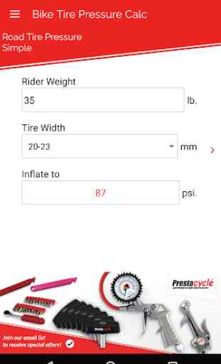 Bike Tire Pressure Calculator 2