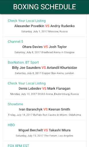Boxing Schedule 3