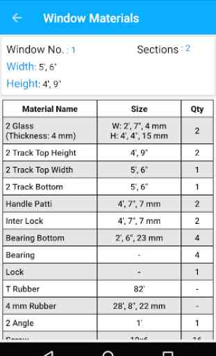 Section Window Materials Calculation 4
