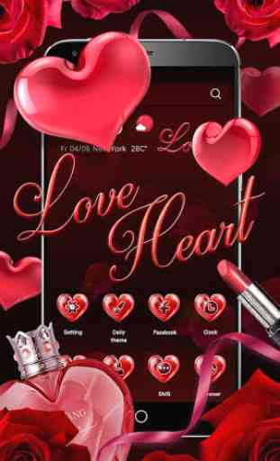 Thème de coeur rouge d'amour de 3D 1