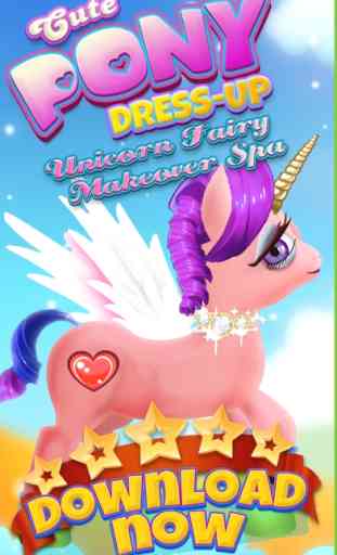 Un mignon Pony Dress-Up Salon & Spa Licorne Fée Makeover 1