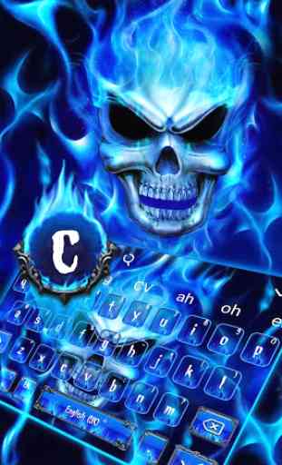 Blue Fire Flaming Skull Keyboard 2